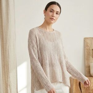 Eileen Fisher Organic Cotton Beige Lightweight Sweater Size M